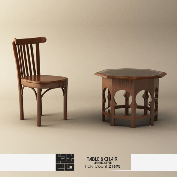 Realistic Arabic Style Table and Chair Model by BHatem 3DOcean
